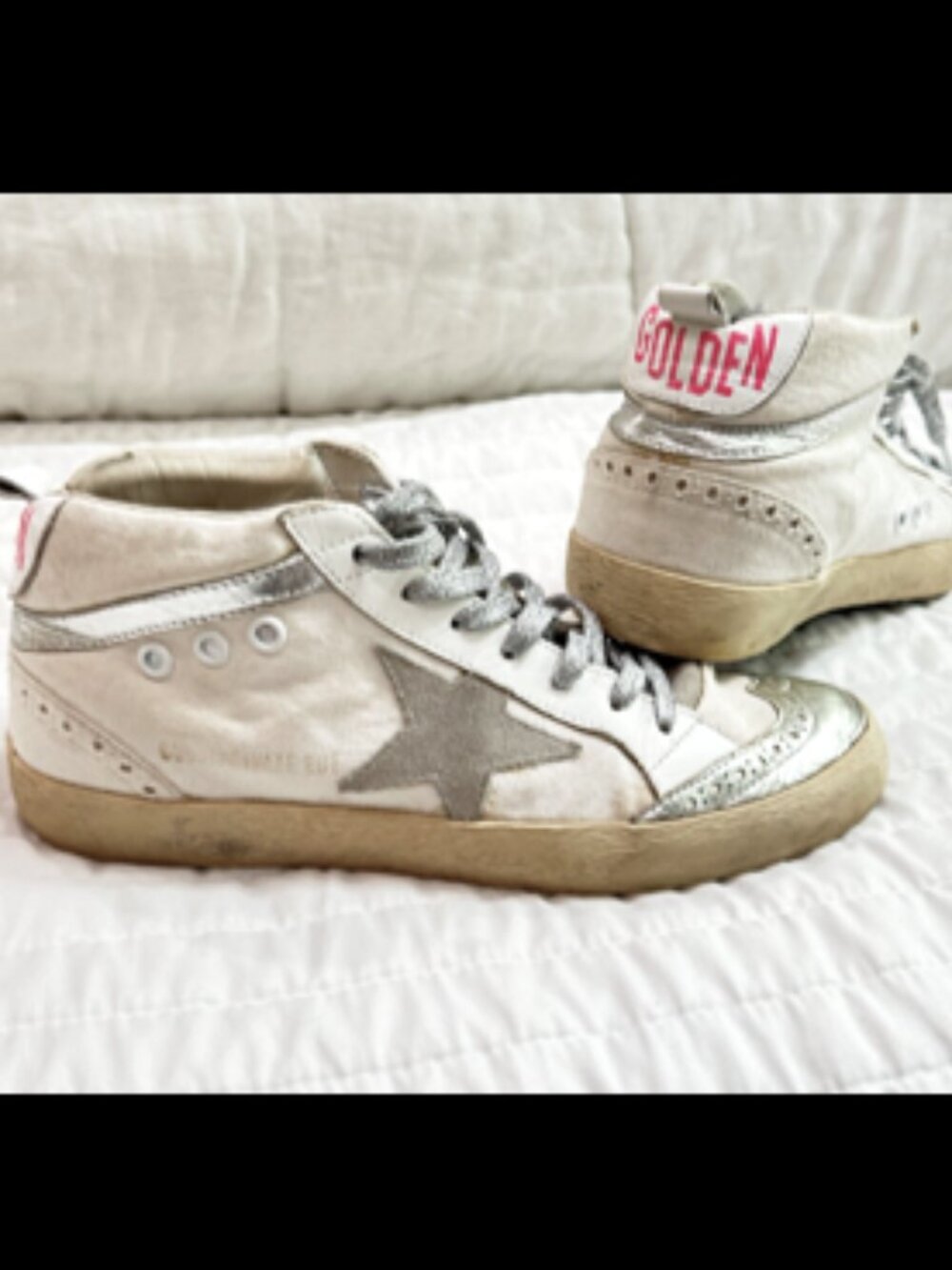 Golden Goose Mid Star Leather/Canvas Sneakers/Trainers Sz 37